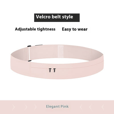 Pink velcro belt with text highlighting features on a white background