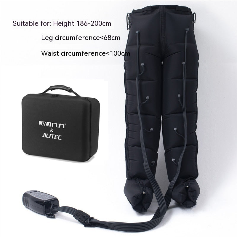 Black inflatable leg support with carrying case on a white background