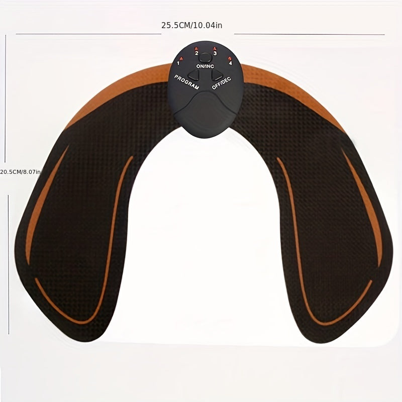 Black and brown electronic shoulder massager with control panel on a white background