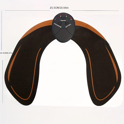 Black and brown electronic shoulder massager with control panel on a white background
