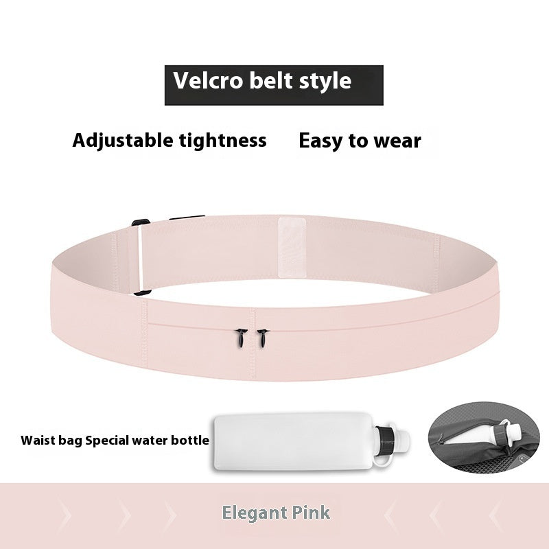 Pink waist belt with water bottle holder on a white background
