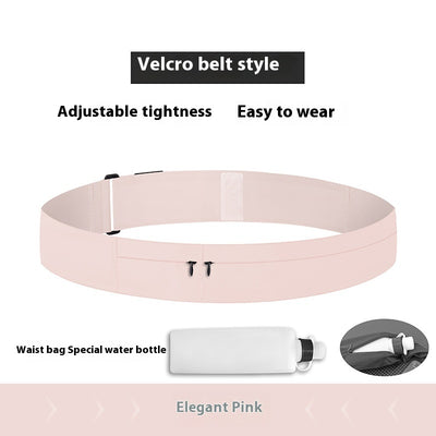 Pink waist belt with water bottle holder on a white background
