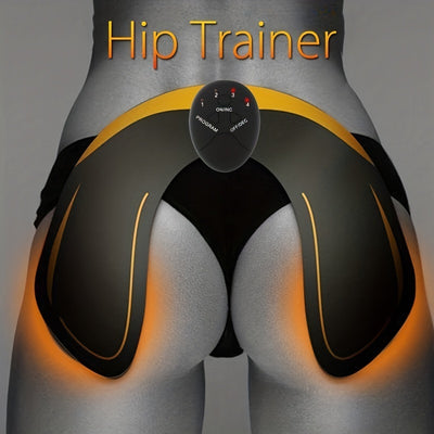 Hip trainer device on a gray background with 'Hip Trainer' text.