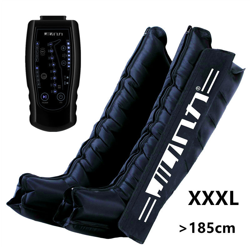 Black massage boot with remote control on a white background