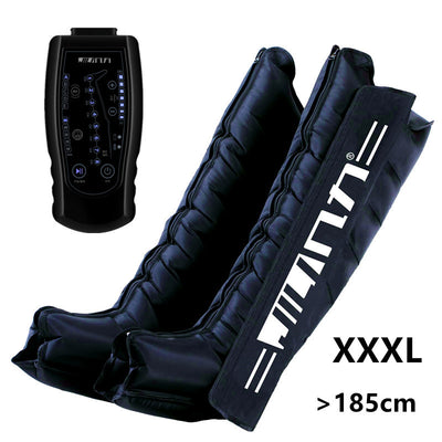 Black massage boot with remote control on a white background